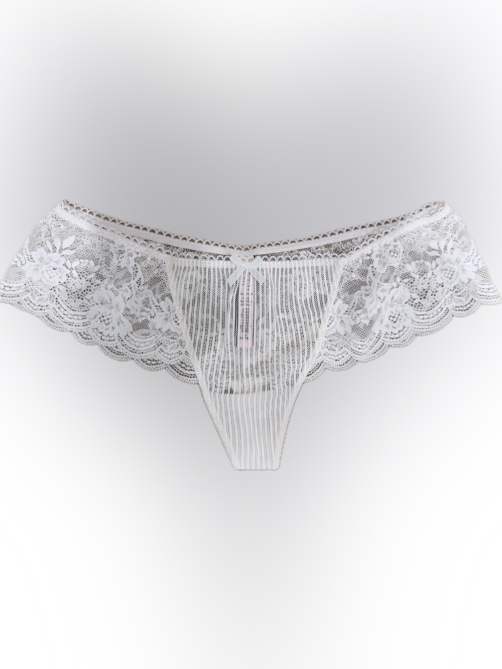 Victoria's Secret White Lace & Sheer Ribbed Thong NWT